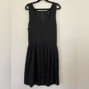 Aqua Size Med (Small) Black Lace Cocktail Dress V-neck Exposed Zipper